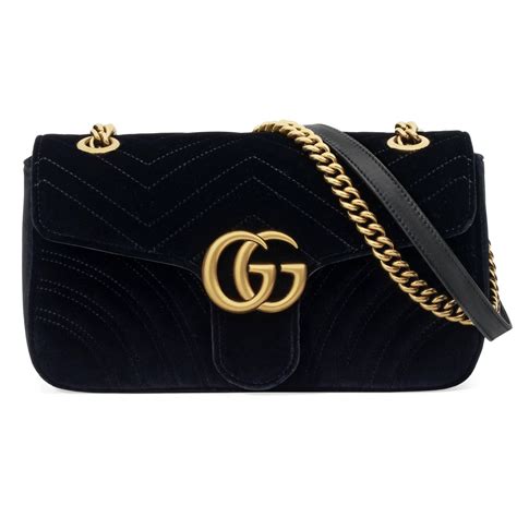 Gucci black velvet marmont bag